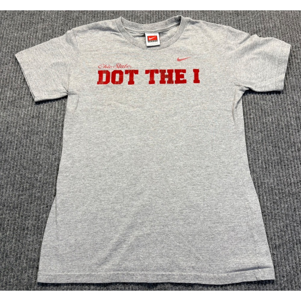 Nike Team Ohio State Buckeyes Dot The I Heather Gray T-Shirt Mens Medium